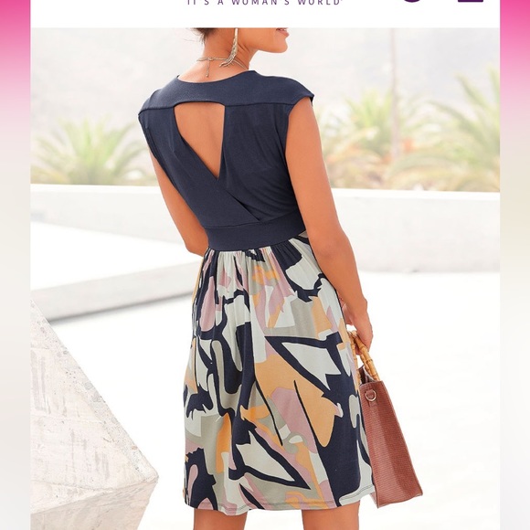 WRAP LOOK DRESS, MULTI PRINT - Picture 2 of 10